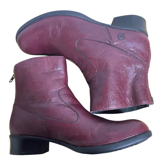 Born Red Leather Ankle Boots With Zip Closure Womens Size 7 US 38 EU - Picture 8 of 13